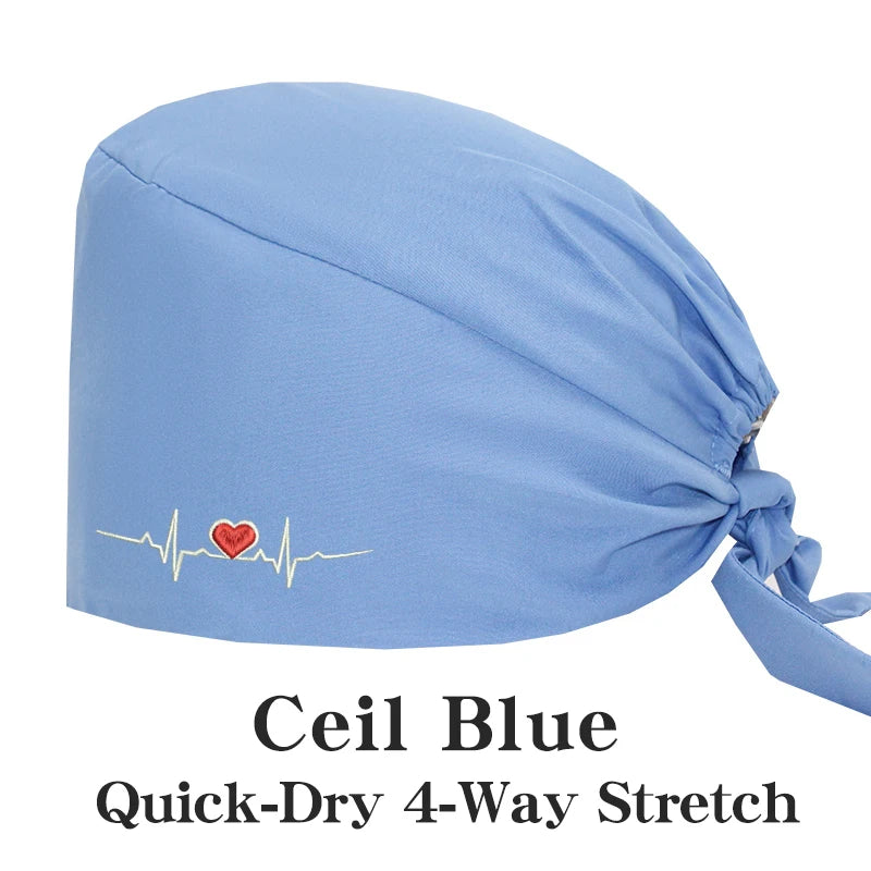 ECG Embroider Working Hats for Man Woman Pet TOOTH Clinic Scrub Caps Quick Dry Breathable Dentist Cap MSG-03
