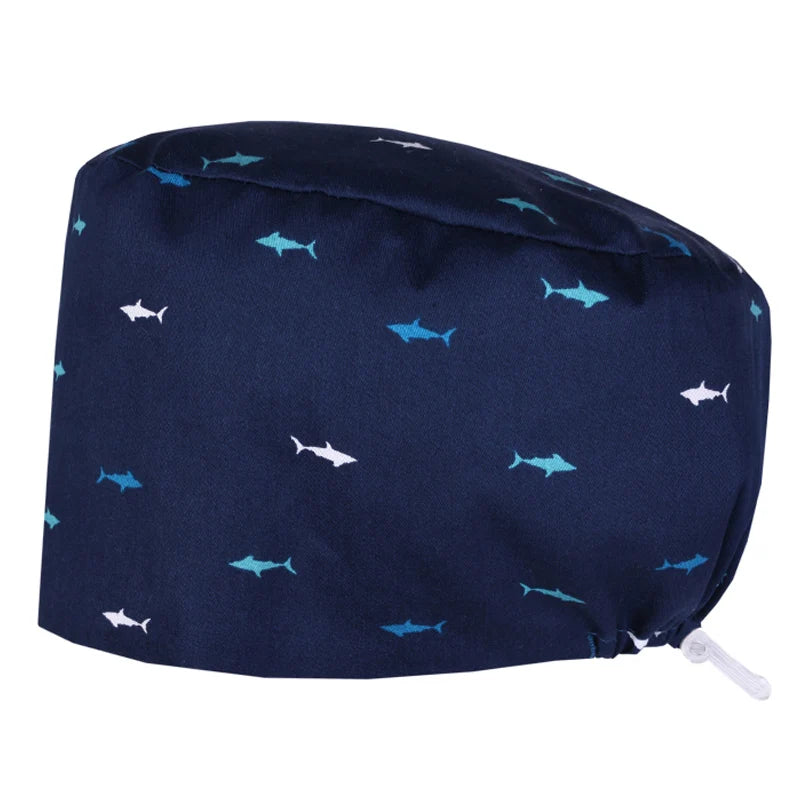 Best Price Digital printed Scrub Caps Pet Store Lab Work Hats Health Care Nursing Hats Cotton Medical scrubs Cap women Long Hair