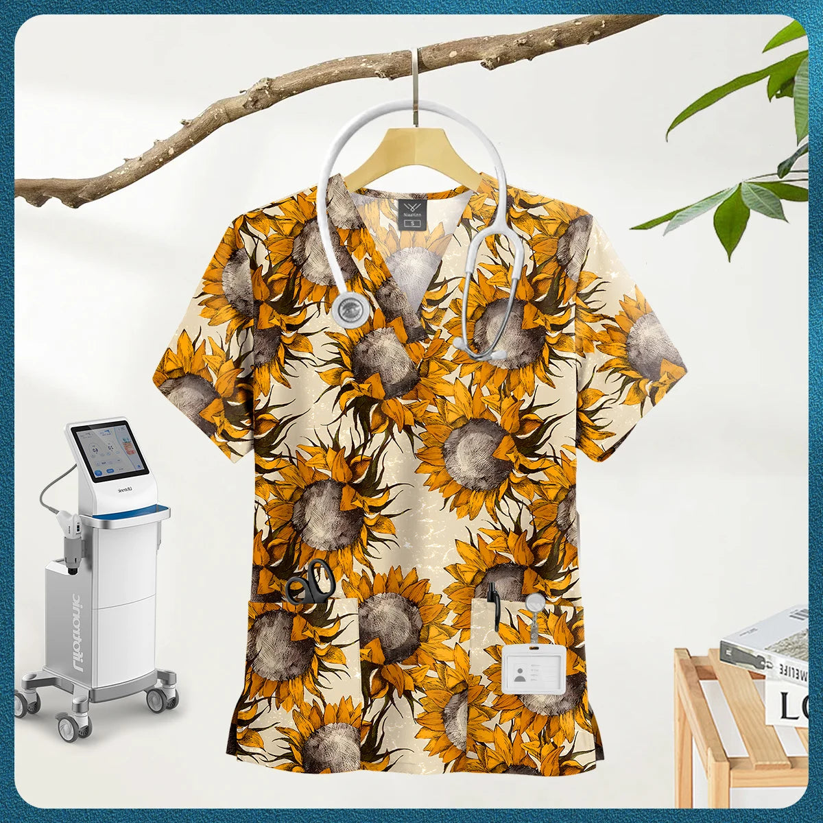 Women's Nursing Clothing High-quality Cartoon Print Top Nurse Accessories Hospital Doctor Medical Uniform Beauty Salon Work Tops