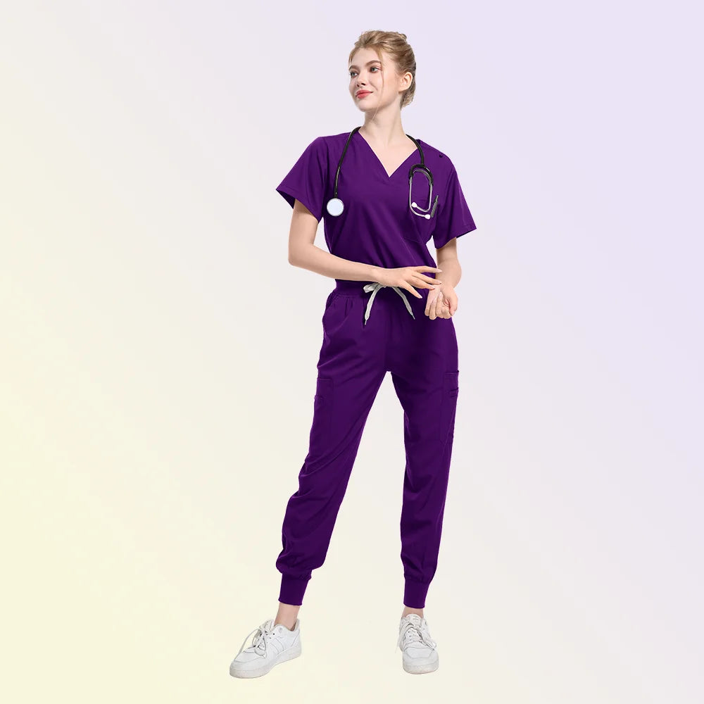 Scrubs Medical Uniform Women and Men  Suit  Surgical Tops  Pants Nurse Accessories Hospital Doctor Costume