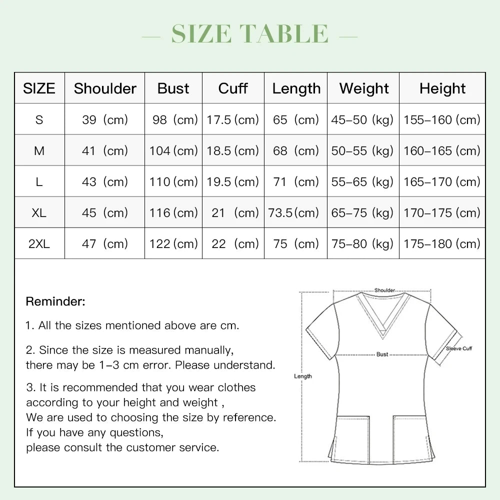 Medical Nurse Uniforms Women Men Print Scrub Shirts&Cap Clinical V-neck Blouse Floral Cartoon Pocket Scrubs Top Beauty Work Wear