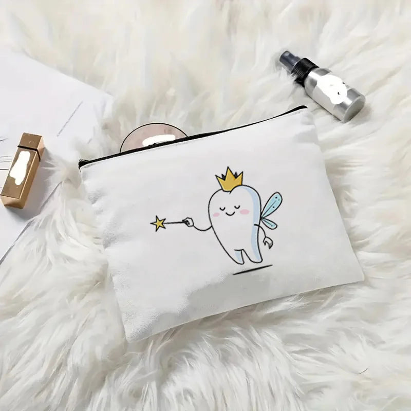 Tooth Dentist Printed Shoulder Bag, Reusable Foldable Shopping Tote Bag Lunch Box Bag Handbag with Wristlet Clutch Bag for Women