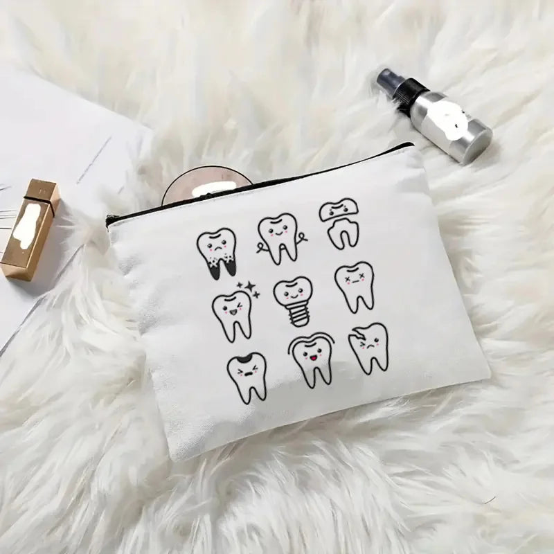 Tooth Dentist Printed Shoulder Bag, Reusable Foldable Shopping Tote Bag Lunch Box Bag Handbag with Wristlet Clutch Bag for Women