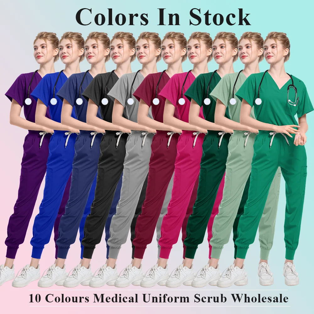 Scrubs Medical Uniform Women and Men  Suit  Surgical Tops  Pants Nurse Accessories Hospital Doctor Costume