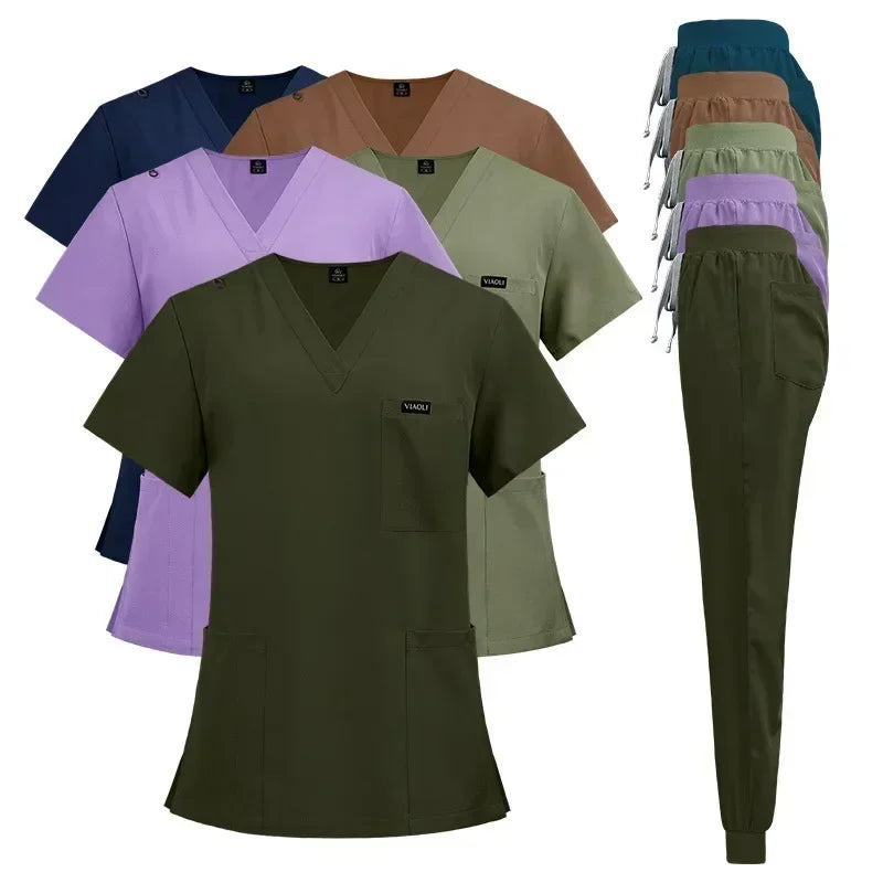 Surgical Uniforms Woman Nursing Enfermeria Sets Top Pant Articles Medical Uniform Scrubs Clinical Beauty Salon Hospital Suits