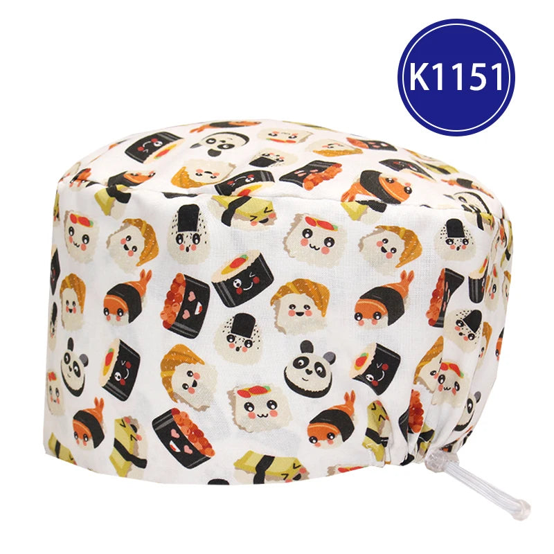 Best Price Digital printed Scrub Caps Pet Store Lab Work Hats Health Care Nursing Hats Cotton Medical scrubs Cap women Long Hair