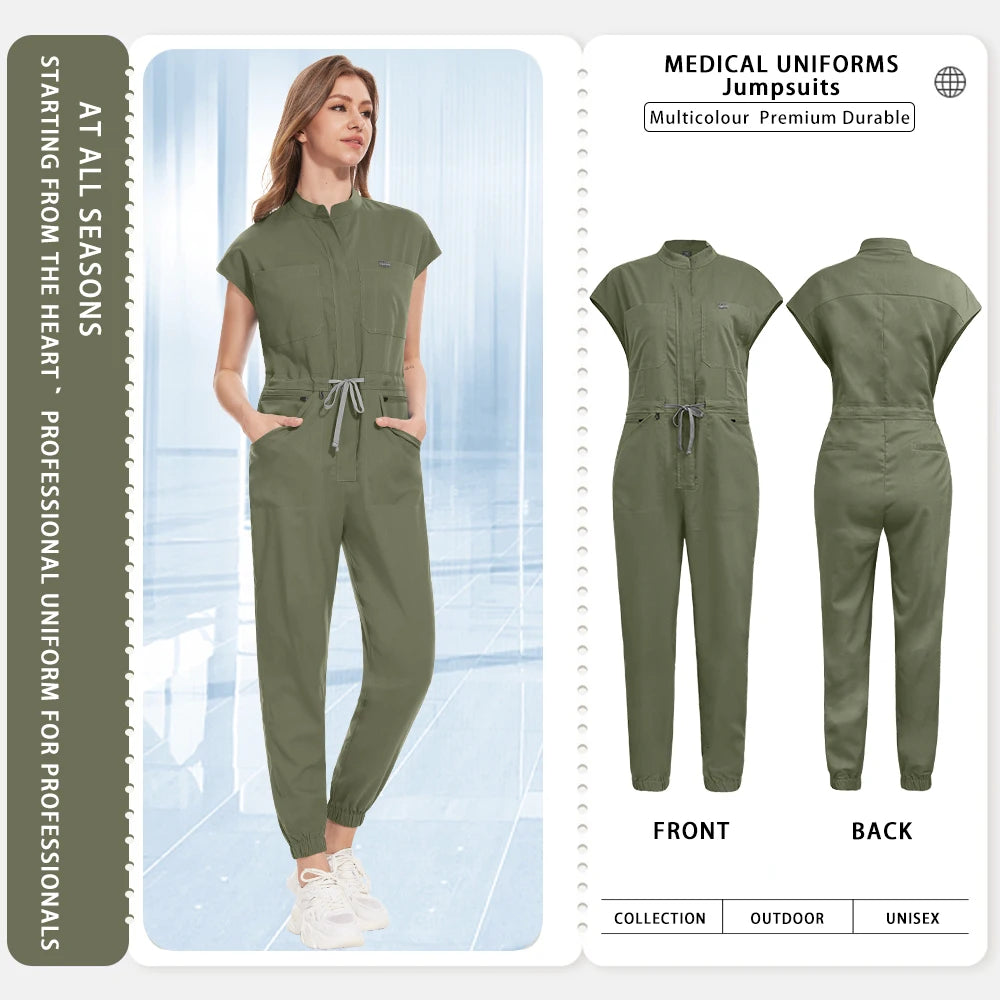 Beauty Uniforms Women Lab Coat Healthcare Medical Workwear Surgical Jumpsuits Clinical Overalls Hospital Doctor Nurse Unfiorms