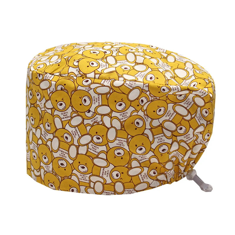 Best Price Digital printed Scrub Caps Pet Store Lab Work Hats Health Care Nursing Hats Cotton Medical scrubs Cap women Long Hair