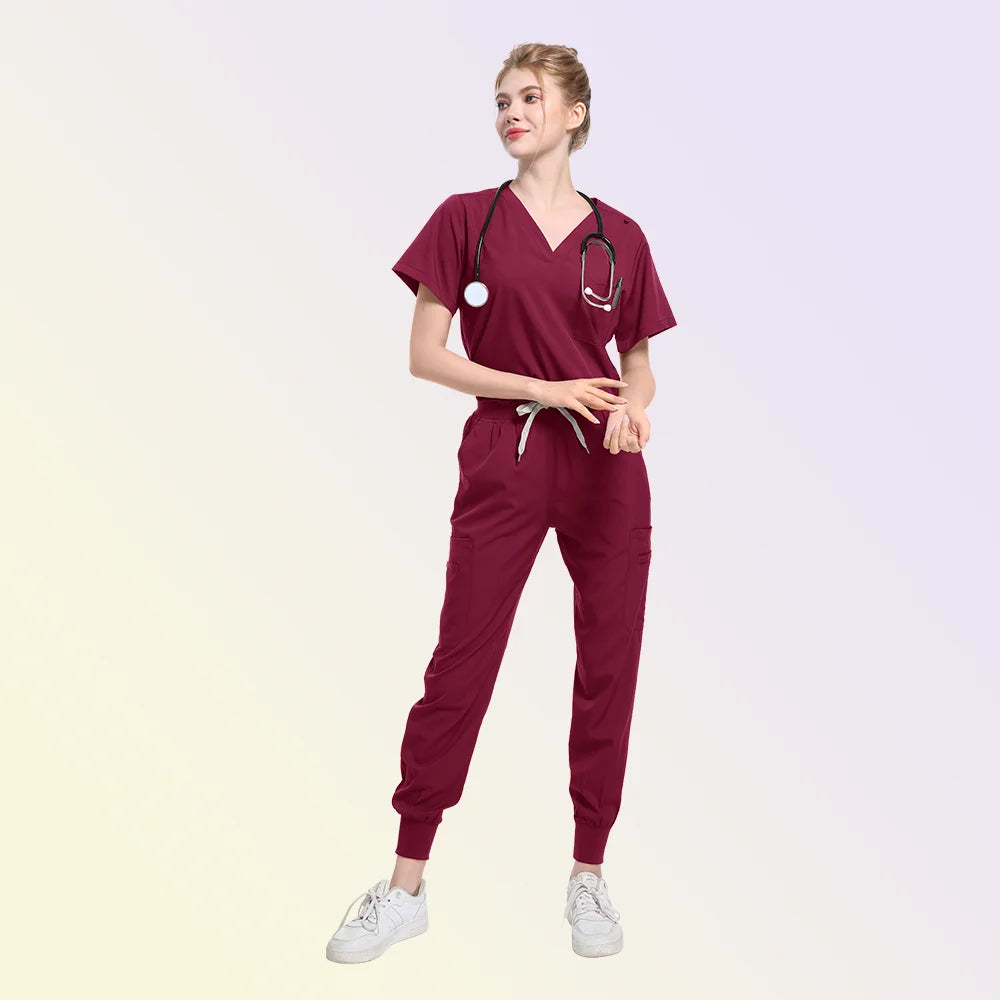 Scrubs Medical Uniform Women and Men  Suit  Surgical Tops  Pants Nurse Accessories Hospital Doctor Costume
