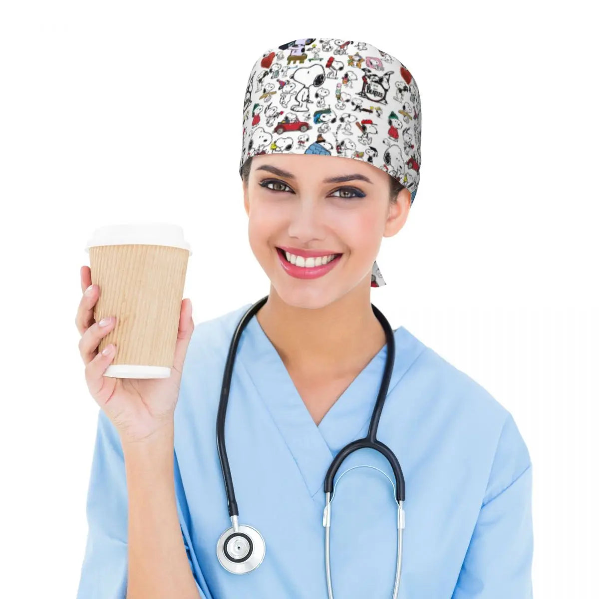 Custom S-Dog-Snoopies Breathable Nursing Work Cap Surgical Scrub Caps Nurse Medical Cap Work Scrubs Hat for Hospital Pharmacy