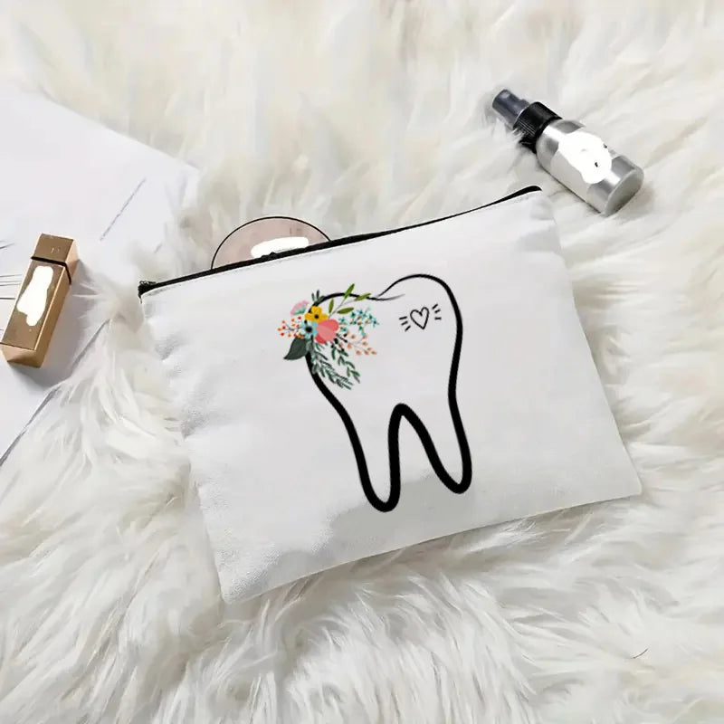 Tooth Dentist Printed Shoulder Bag, Reusable Foldable Shopping Tote Bag Lunch Box Bag Handbag with Wristlet Clutch Bag for Women