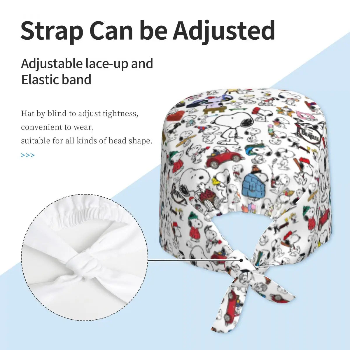 Custom S-Dog-Snoopies Breathable Nursing Work Cap Surgical Scrub Caps Nurse Medical Cap Work Scrubs Hat for Hospital Pharmacy