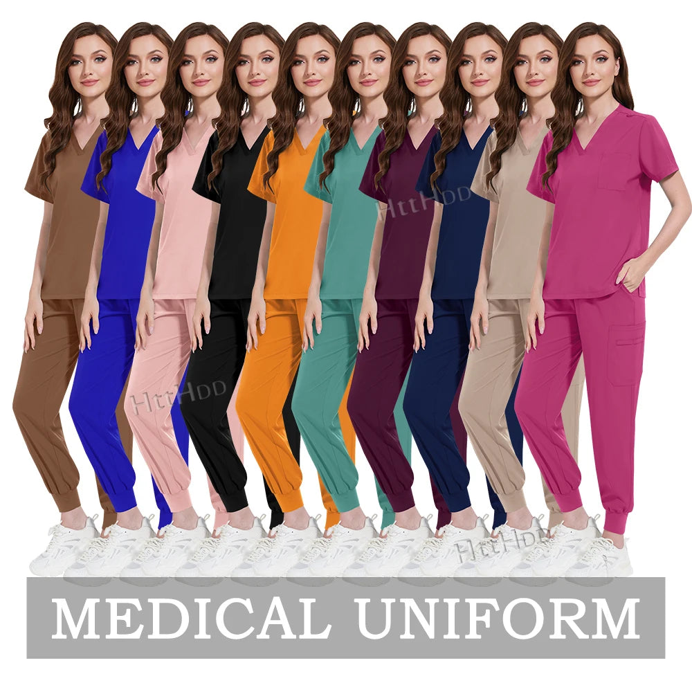 Scrub Joggers Nursing Articles Surgical Uniforms Woman Hospital Nurse Doctor Work Wear Lab Beauty Salon Pharmacy Scrubs Top+pant