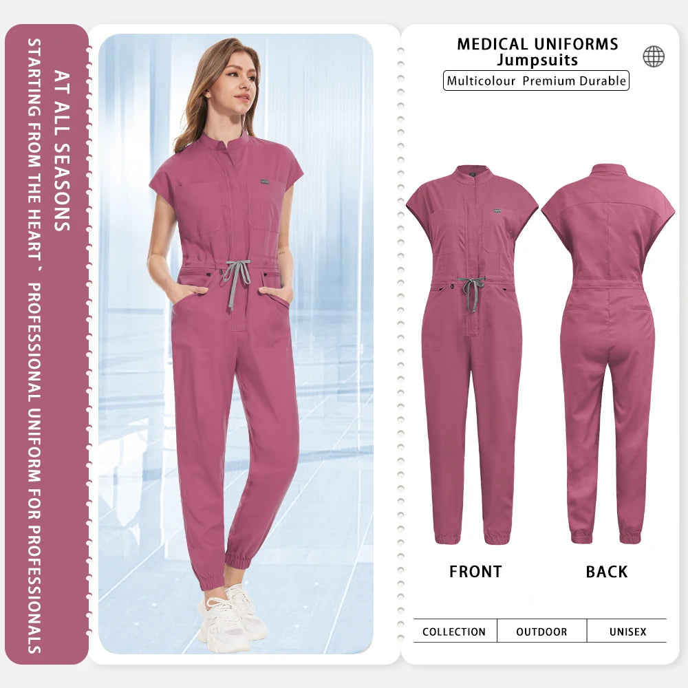 Beauty Uniforms Women Lab Coat Healthcare Medical Workwear Surgical Jumpsuits Clinical Overalls Hospital Doctor Nurse Unfiorms