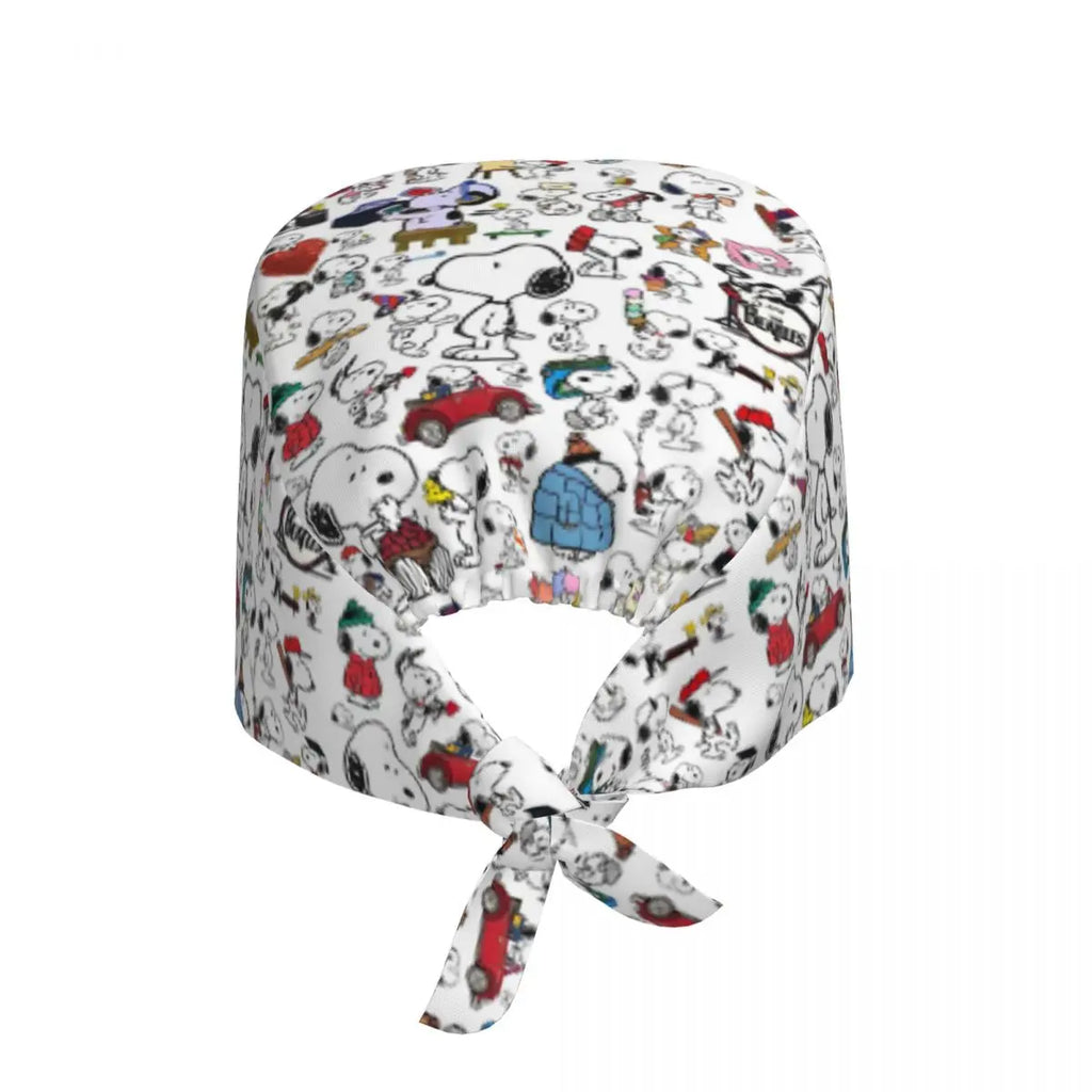Custom S-Dog-Snoopies Breathable Nursing Work Cap Surgical Scrub Caps Nurse Medical Cap Work Scrubs Hat for Hospital Pharmacy