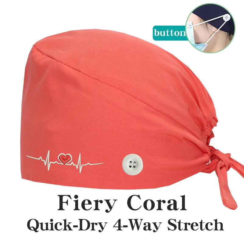 ECG Embroider Working Hats for Man Woman Pet TOOTH Clinic Scrub Caps Quick Dry Breathable Dentist Cap MSG-03