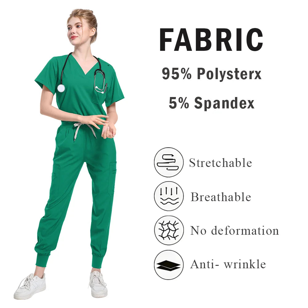 Scrubs Medical Uniform Women and Men  Suit  Surgical Tops  Pants Nurse Accessories Hospital Doctor Costume