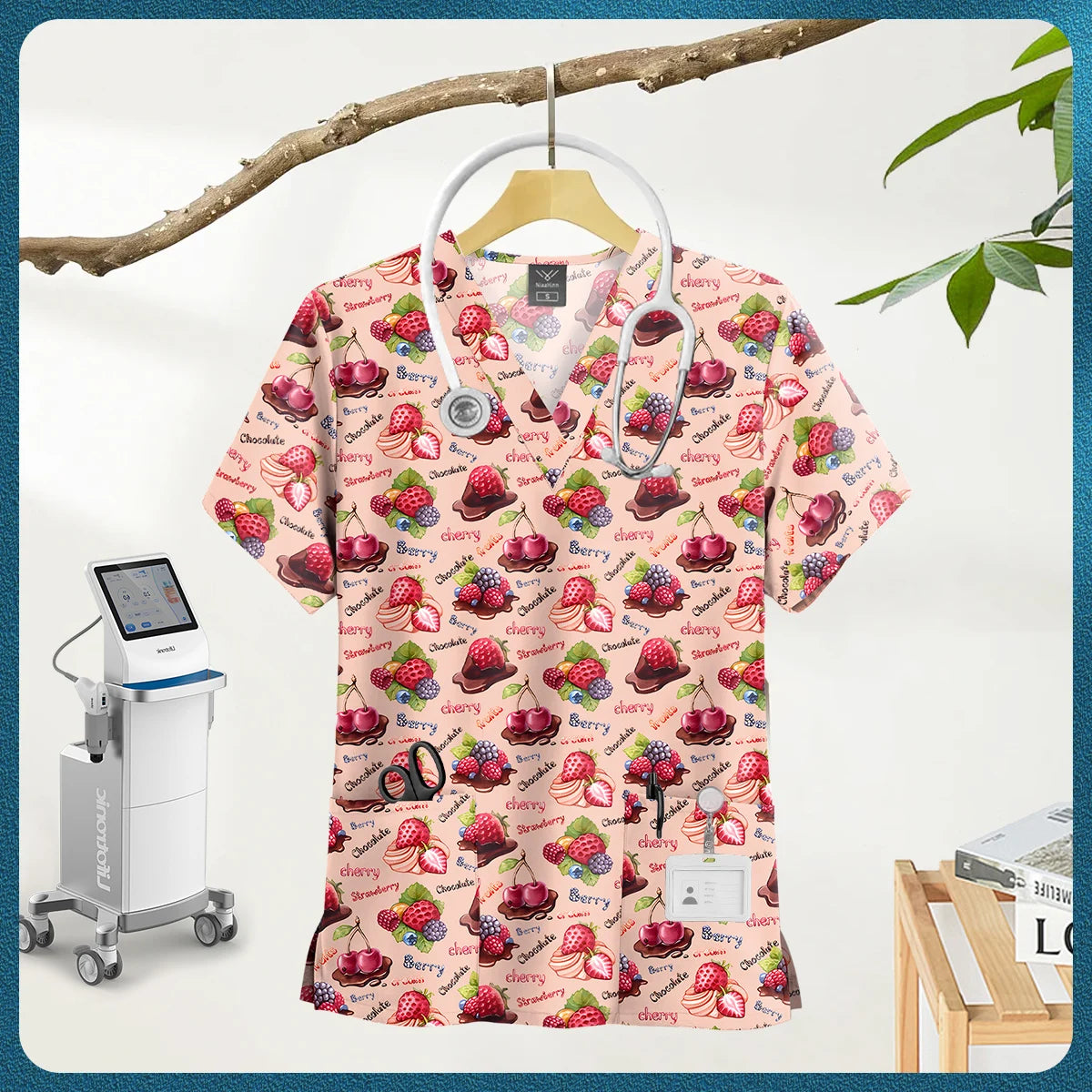 Women's Nursing Clothing High-quality Cartoon Print Top Nurse Accessories Hospital Doctor Medical Uniform Beauty Salon Work Tops