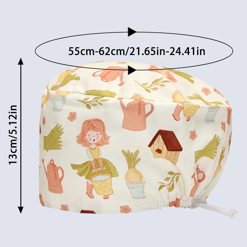 Best Price Digital printed Scrub Caps Pet Store Lab Work Hats Health Care Nursing Hats Cotton Medical scrubs Cap women Long Hair