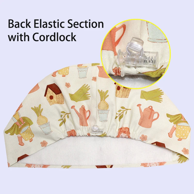 Best Price Digital printed Scrub Caps Pet Store Lab Work Hats Health Care Nursing Hats Cotton Medical scrubs Cap women Long Hair