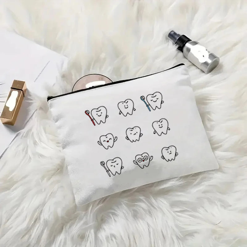 Tooth Dentist Printed Shoulder Bag, Reusable Foldable Shopping Tote Bag Lunch Box Bag Handbag with Wristlet Clutch Bag for Women
