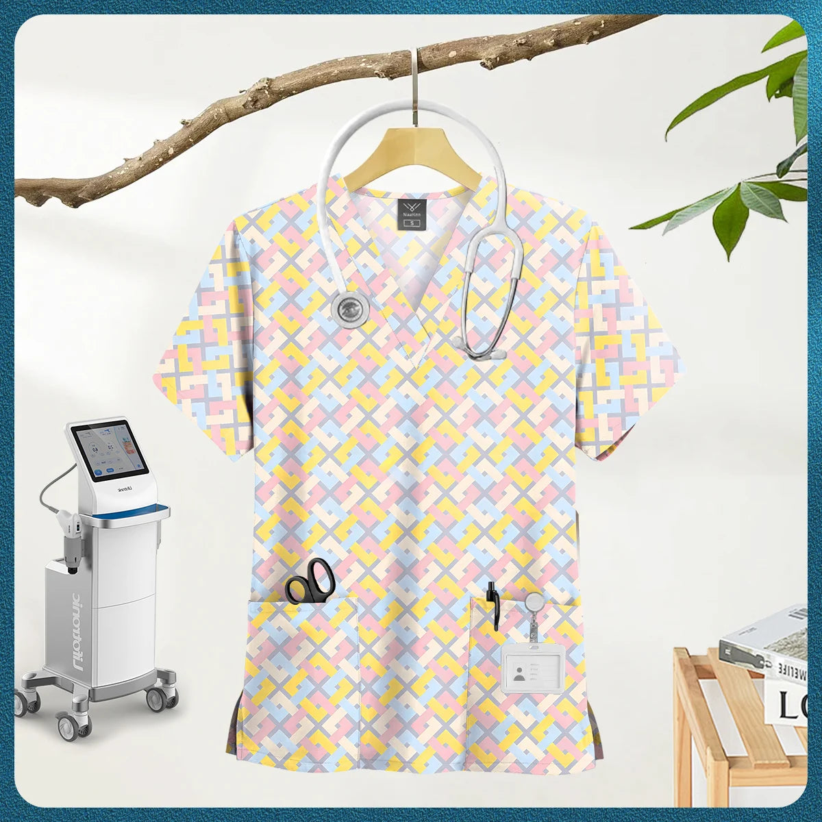Women's Nursing Clothing High-quality Cartoon Print Top Nurse Accessories Hospital Doctor Medical Uniform Beauty Salon Work Tops