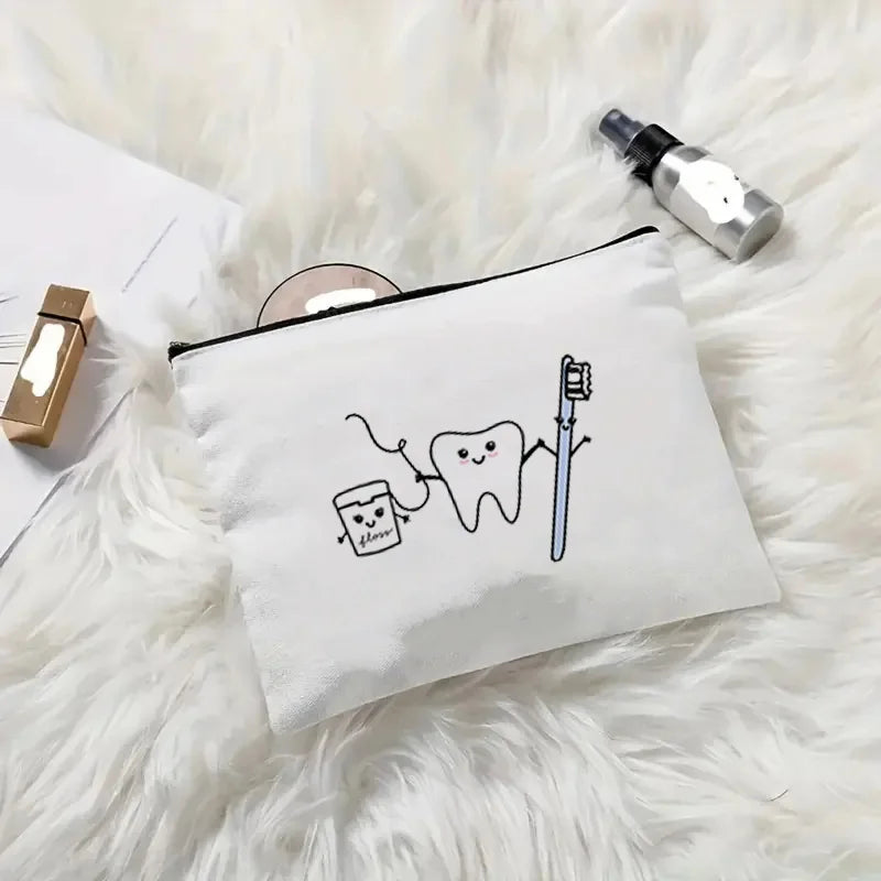 Tooth Dentist Printed Shoulder Bag, Reusable Foldable Shopping Tote Bag Lunch Box Bag Handbag with Wristlet Clutch Bag for Women