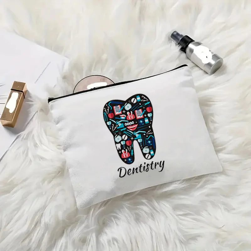 Tooth Dentist Printed Shoulder Bag, Reusable Foldable Shopping Tote Bag Lunch Box Bag Handbag with Wristlet Clutch Bag for Women