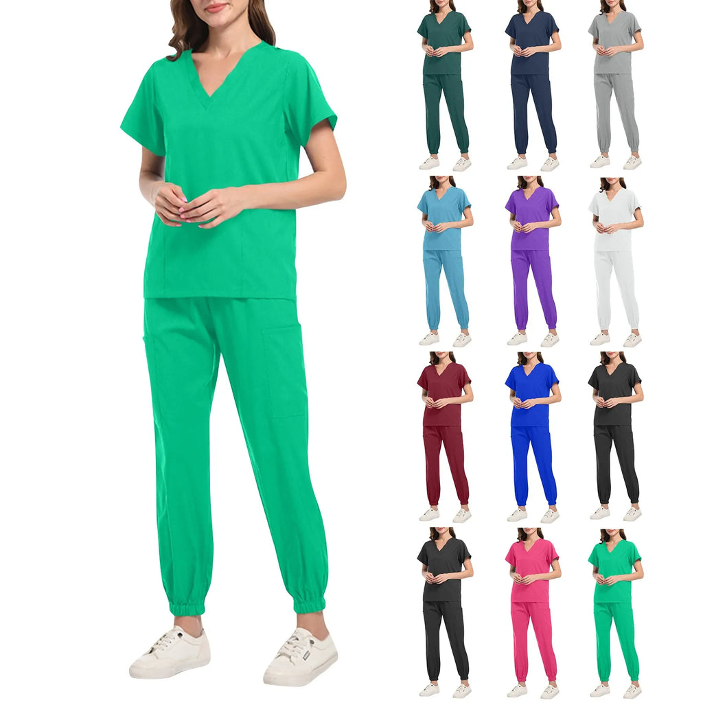 Unisex Doctor Medical Uniforms Men Women Nursing Clothes Beauty Costume Nursing Scrubs Sets Dentist Workwear Clinical Tops Pants