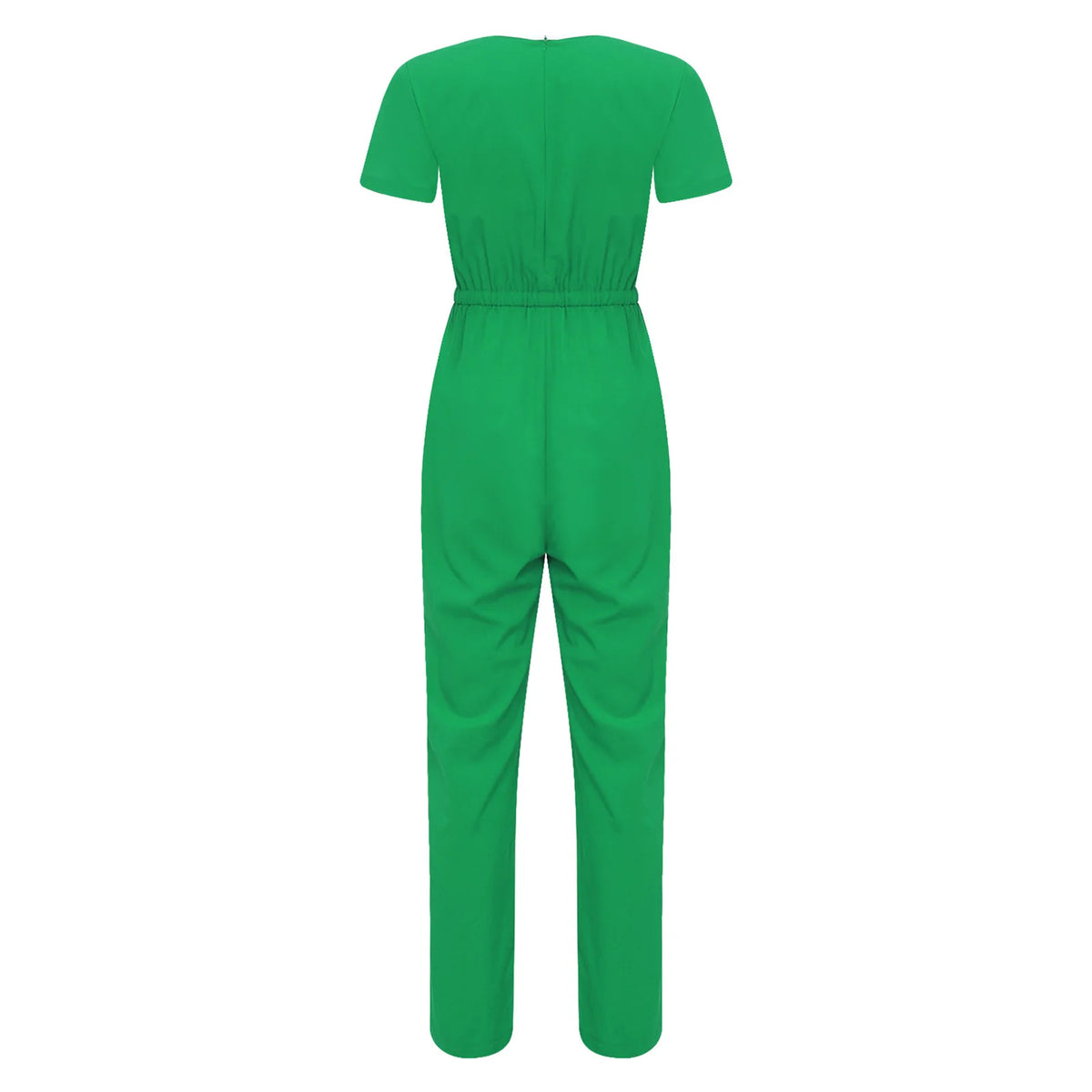 Women Nurse Doctor Esthetician Scrub Jumpsuit Workwear Short Sleeve Multi-pockets Elastic Waist Jogger Rompers Medical Uniform